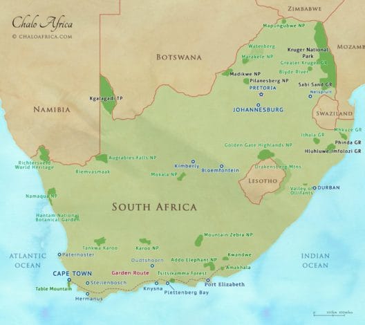 South Africa Safari Map - Chalo Africa