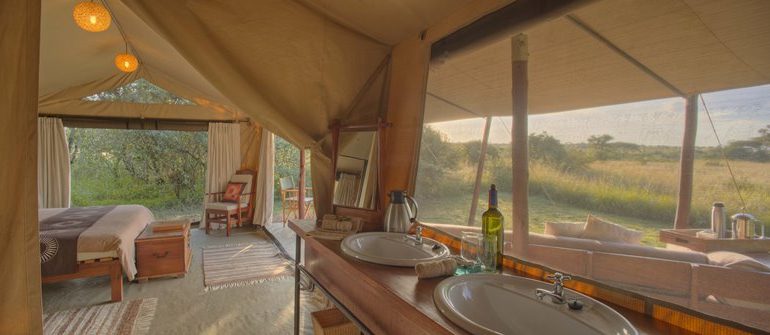 Encounter Mara Tent Bedroom And Bathroom